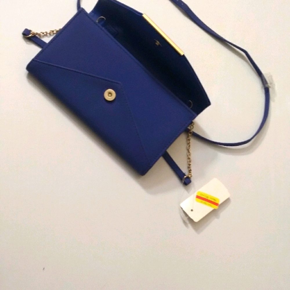Blue Wallet Size String/Chain Shoulder Purse - Picture 2 of 5
